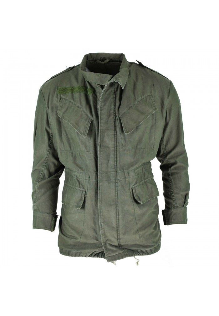 CHAQUETA MILITAR CLÁSICA ORIGINAL USADA POR EL EJÉRCITO DE BÉLGICA MODELO M88 VERDE ALGODÓN