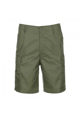 PANTALÓN MILITAR CORTO ESTILO CARGO CLÁSICO 100% ALGODÓN 4 BOLSILLOS EN COLOR VERDE OLIVA