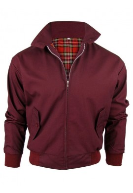 CHAQUETA MODELO HARRINGTON BURDEOS MODELO CLÁSICO BRITÁNICO CON EL MÍTICO TARTÁN INTERIOR