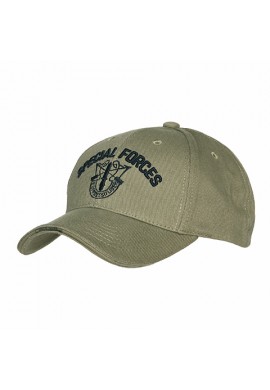 GORRA MODELO GRUPO DE OPERACIONES ESPECIALES ``SPECIAL FORCES`` COLOR VERDE OLIVA SUAVE 100% ALGODÓN